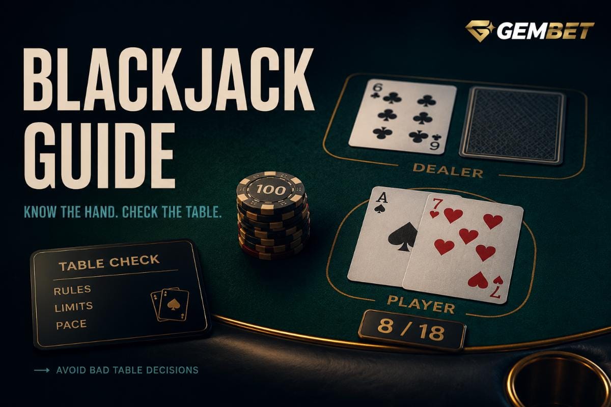 Blackjack guide showing card values, table selection advice and bankroll planning