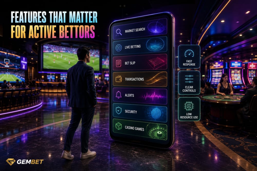 Mobile app features for active Gembet bettors