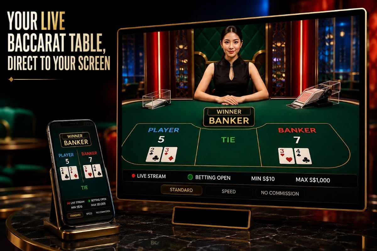 Live online baccarat at GemBet SG with streamed tables Player Banker and Tie