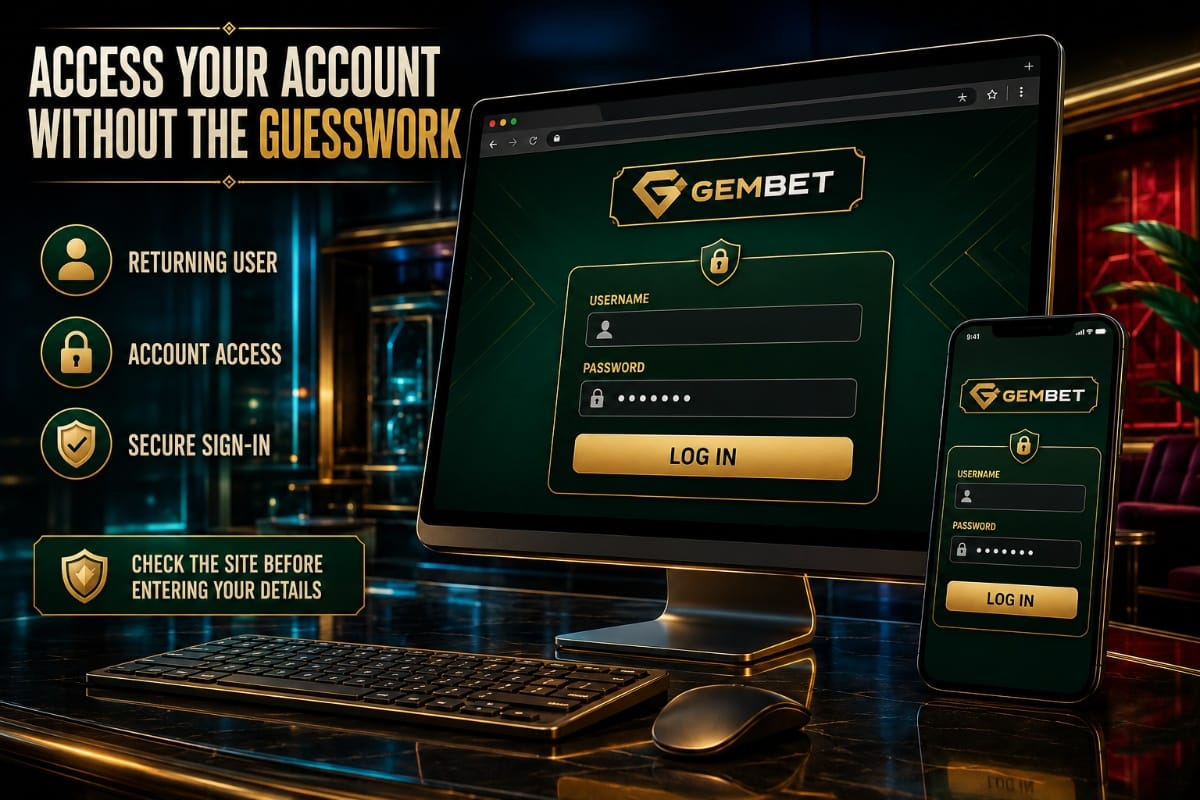 Gembet login account access using username and password on desktop and mobile