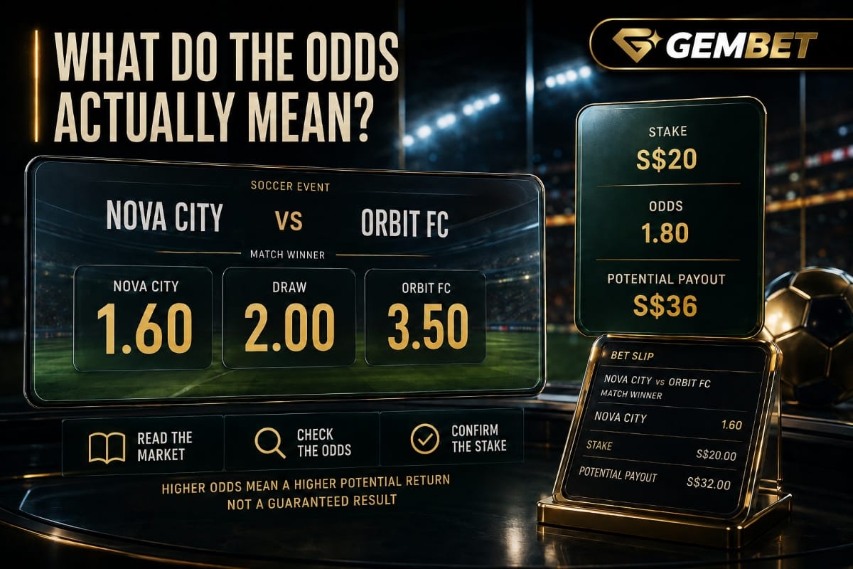 Betting odds on Gembet showing decimal odds stake and potential sportsbook payout