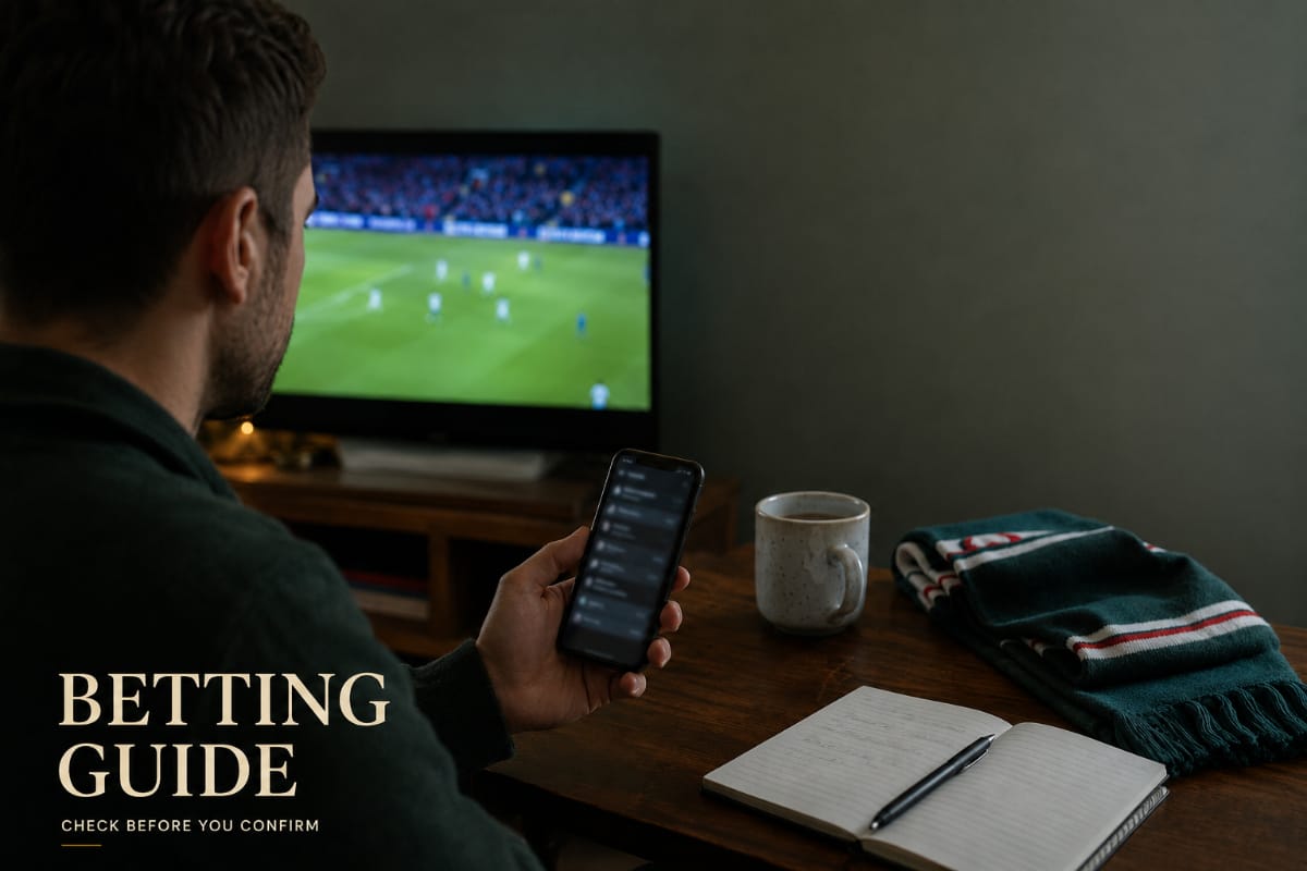 Betting guide for reviewing a sports wager before placing the first bet