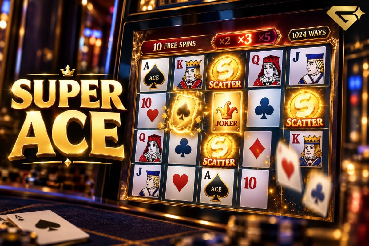 Super Ace JILI slot with Golden Card symbols and combo multiplier feature
